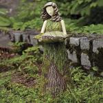 Märchenhaftes Waldmädchen Vogelfutterspender Harz Statue Ornament