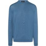Blaue Unifarbene Langärmelige Maerz München Rundhals-Ausschnitt Rundhals-Pullover aus Wolle für Herren 