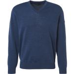 Blaue Unifarbene Maerz München V-Ausschnitt Wollpullover aus Wolle für Herren Größe XL 