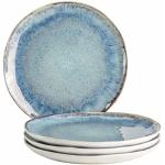 MÄSER Frozen, Modernes Dessertteller 4er-Set mit gesprenkelter Glasur und organischen Formen, 4 kleine Teller aus Keramik im aufregendem Vintage Look, Steinzeug, Blau