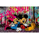 Weiße Entenhausen Micky Maus Pop-Art Bilder mit Maus-Motiv aus Kiefer 100x150 