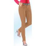 Taupefarbene ASCARI Damenjeans mit Reißverschluss aus Baumwolle Größe XS 