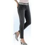 Anthrazitfarbene ASCARI Oeko-Tex 5-Pocket Jeans mit Reißverschluss aus Baumwolle für Damen Größe XS 