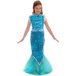 Hellblaue Meerjungfrau-Kostüme mit Glitzer für Kinder 