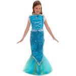 Hellblaue Meerjungfrau-Kostüme mit Glitzer für Kinder Größe 140 