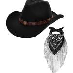 Schwarze Cowboyhüte mit Pailletten aus Leder 38 für Damen Größe S 