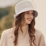 Weiße Unifarbene Vintage MAGICSHE Melonen-Hüte aus Wolle Handwäsche für Damen für den für den Frühling 