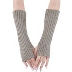 Hellgraue Unifarbene MAGICSHE Fingerlose Handschuhe & Halbfinger-Handschuhe aus Acryl Handwäsche für Damen Einheitsgröße für den für den Herbst 