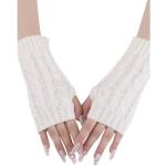 Weiße Elegante MAGICSHE Fingerlose Handschuhe & Halbfinger-Handschuhe aus Polyester Handwäsche für Damen Einheitsgröße für den für den Herbst 