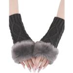 Dunkelgraue Unifarbene Elegante MAGICSHE Fingerlose Handschuhe & Halbfinger-Handschuhe aus Acryl Handwäsche für Damen 