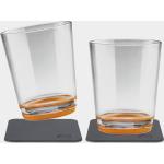 Reduzierte Orange Silwy Glasuntersetzer mit Hafen-Motiv aus Acrylglas 2-teilig 