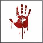 Magnettafel Hand Abdruck Blut Horror Halloween Grusel Angst Tatort Mord kill