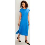 Kornblumenblaue Oversize Nachhaltige Leinenkleider aus Jersey für Damen Größe XS 