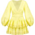 Reduzierte Gelbe Mini Minikleider & kurze Kleider mit Rüschen aus Baumwolle für Damen Größe S 