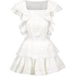 Reduzierte Weiße Mini Spitzenkleider mit Rüschen aus Baumwolle für Damen Größe S für den für den Sommer 