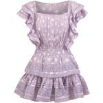 Reduzierte Violette Mini Spitzenkleider mit Rüschen aus Baumwolle für Damen Größe M 