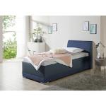 Reduzierte Blaue Maintal Polsterbetten mit Bettkasten aus Baumwolle mit Stauraum 90x200 mit Härtegrad 3 