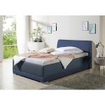 Reduzierte Blaue Maintal Polsterbetten mit Bettkasten aus Baumwolle mit Stauraum 120x200 mit Härtegrad 3 
