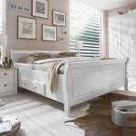 Weiße Maison Belfort Betten mit Bettkasten gebeizt aus Massivholz mit Stauraum 140x200 