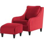 Rote Maison Belfort Sessel mit Hocker aus Samt Breite 50-100cm, Höhe 50-100cm, Tiefe 50-100cm 