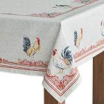 Vintage Runde Runde Tischdecken 140 cm mit Huhn-Motiv aus Baumwolle 