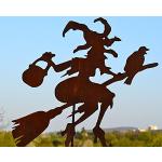Maison en France Gartenstecker 120 cm- Fliegende Hexe mit Rabe, Kessel und Besen,EIN echter Hingucker im Garten- sehr Gute Qualität, frostsicher