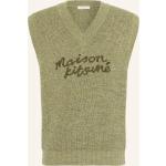 Khakifarbene Bestickte Maison Kitsune Herrenstrickwaren aus Baumwolle Übergrößen 