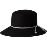 Maison Michel, Schwarzer Hut mit weißen Stoffornamenten Black, Damen, Größe: M