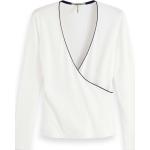 Reduzierte Weiße Langärmelige Maison Scotch T-Shirts aus Viskose für Damen Größe S 