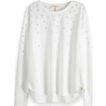 Reduzierte Weiße Langärmelige Maison Scotch Burnout T-Shirts aus Baumwolle für Damen Übergrößen 