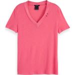 Reduzierte Pinke Maison Scotch V-Ausschnitt T-Shirts für Damen Größe XS 