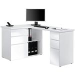 MAJA Möbel Office EINZELMODELLE Schreibtisch, MDF/Spanplatte - Holzoptik, ICY-weiß-weiß Hochglanz, 1450 x 766 x 1015 mm