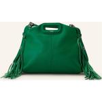 Grüne MAJE Lederhandtaschen mit Fransen aus Glattleder für Damen mini 