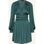 Dunkelgrüne Langärmelige MAJE V-Ausschnitt Langarmkleider aus Polyester für Damen Größe M 