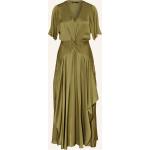 Olivgrüne MAJE V-Ausschnitt Taillierte Kleider mit Cutwork mit Reißverschluss aus Viskose für Damen Größe XS 