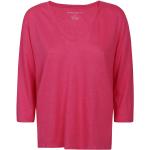 Reduzierte Pinke Majestic Filatures V-Ausschnitt T-Shirts aus Leinen für Damen Größe M 