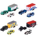 Majorette - Race Trailer Set - 2 Spielzeugautos & 1 Anhänger im Motorsport-Design, Autos und Trailer aus Metall, 19 cm, für Kinder ab 3 Jahren, zufällige Auswahl