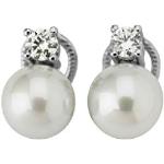 Silberne Elegante Majorica Perlenohrringe mit Echte Perle für Damen 