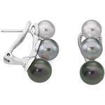 Silberne Majorica Runde Perlenohrringe aus Silber mit Echte Perle für Damen 