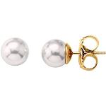 Silberne Majorica Runde Perlenohrringe vergoldet aus Silber mit Echte Perle für Damen 
