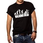 Schwarze Sportliche Kurzärmelige Makaya The Walking Dead Rundhals-Ausschnitt T-Shirts aus Baumwolle für Herren Größe 5 XL 