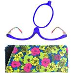 Blaue Blumenmuster Brillenzubehör aus Kunststoff für Damen 