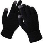 Schwarze Strick-Handschuhe aus Fleece für Damen Einheitsgröße für den für den Winter 