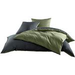 Dunkelgrüne Bettwaesche-mit-Stil Bettwäsche Sets & Bettwäsche Garnituren mit Reißverschluss aus Mako-Satin 135x200 