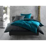 Anthrazitfarbene Bettwaesche-mit-Stil Bettwäsche Sets & Bettwäsche Garnituren mit Reißverschluss aus Mako-Satin 