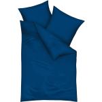 Marineblaue Unifarbene KAEPPEL Baumwollbettwäsche mit Reißverschluss aus Mako-Satin maschinenwaschbar 155x220 