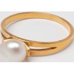 Goldene Malaika Raiss Damenperlenringe aus vergoldet 24 Karat mit Echte Perle 