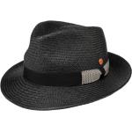 Schwarze Unifarbene Mayser Panamahüte aus Stroh für Herren Größe L für den für den Frühling 