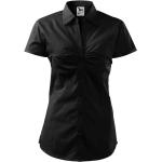 Schwarze Kurzärmelige Malfini Damenkurzarmhemden mit Knopf aus Baumwolle Größe L 