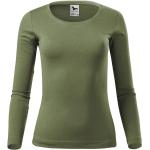 Khakifarbene Langärmelige Malfini T-Shirts aus Baumwolle für Damen Größe XXL 